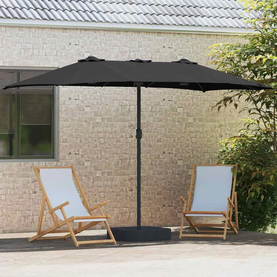Parasol de jardin Noir 385 x 209 x 244 cm Polyester et Acier - 3