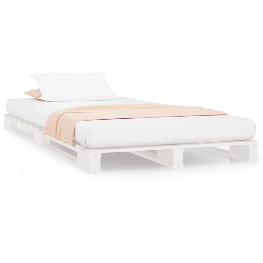 Lit de palette blanc 100x200 cm bois de pin massif - 2