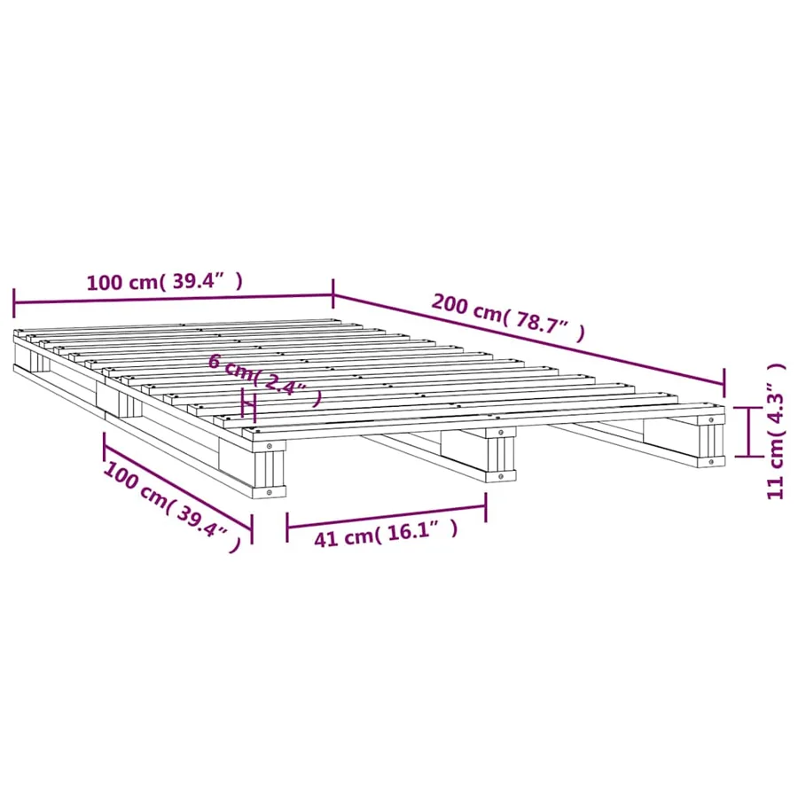 Lit de palette blanc 100x200 cm bois de pin massif - 8