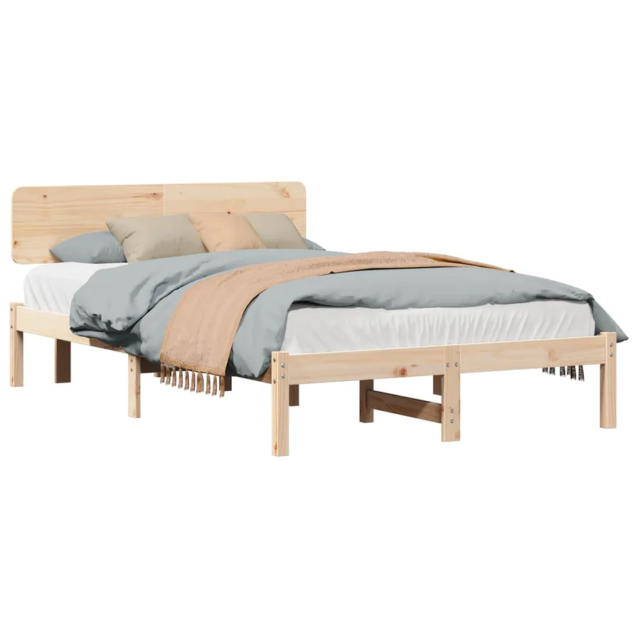 Cadre de lit avec tête de lit Naturel 140 x 190 cm Pin massif - 2