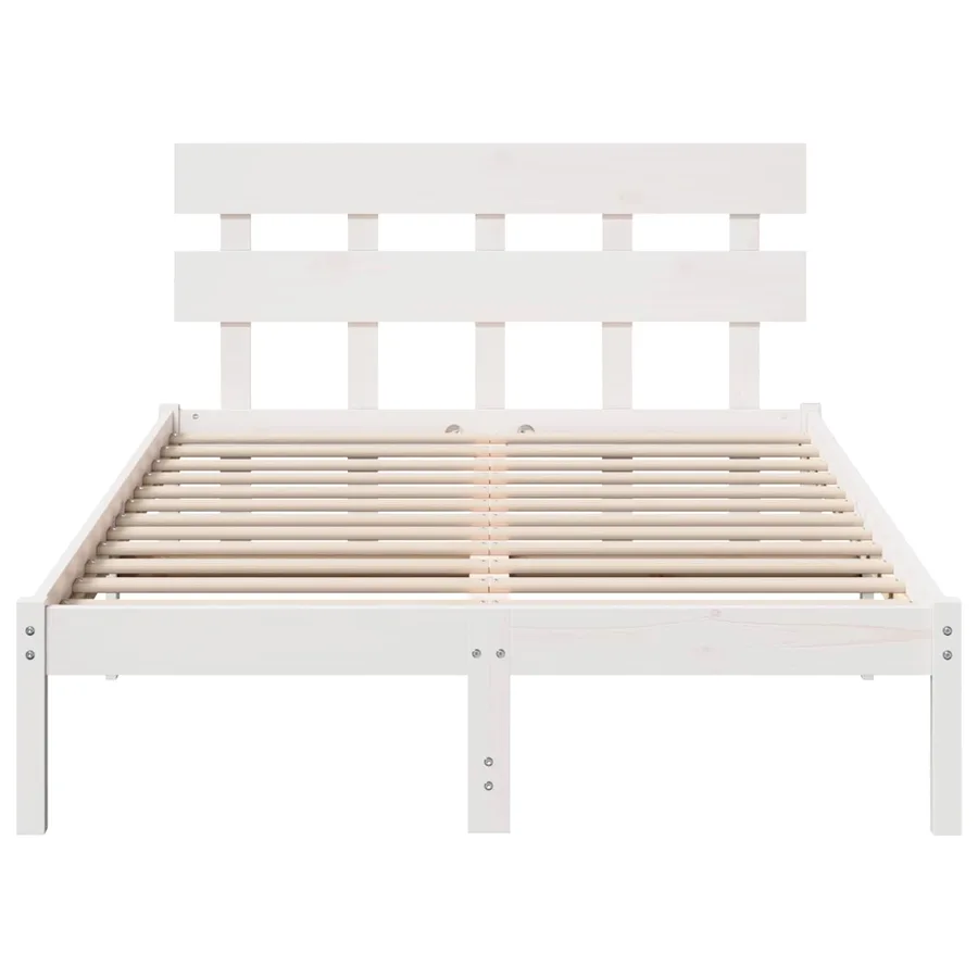Cadre de lit Blanc 120 x 200 cm Bois de pin massif - 4