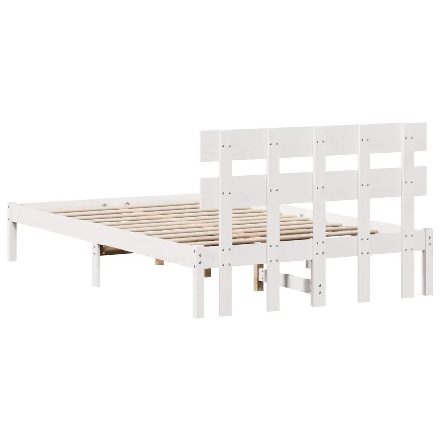 Cadre de lit Blanc 120 x 200 cm Bois de pin massif - 8