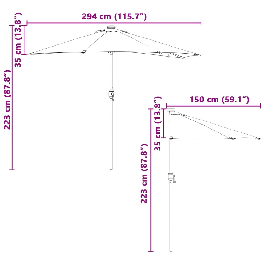 Parasol de jardin Vert 294 x 150 x 223 cm Polyester et Acier - 13