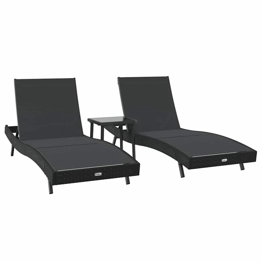 Transat 3 pcs Noir 197 x 70 x 82 cm polyrotin - 2