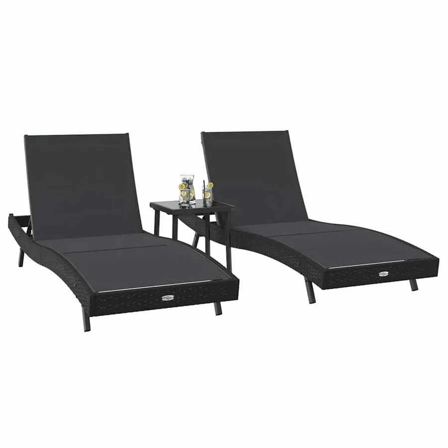 Transat 3 pcs Noir 197 x 70 x 82 cm polyrotin - 3