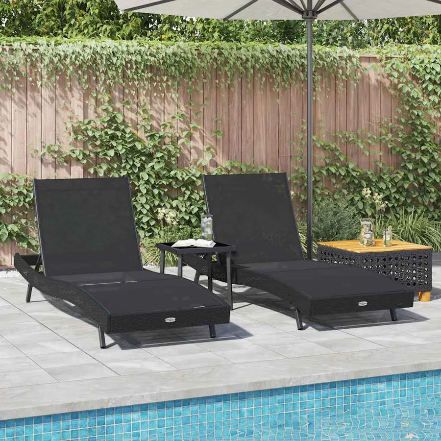 Transat 3 pcs Noir 197 x 70 x 82 cm polyrotin - 4