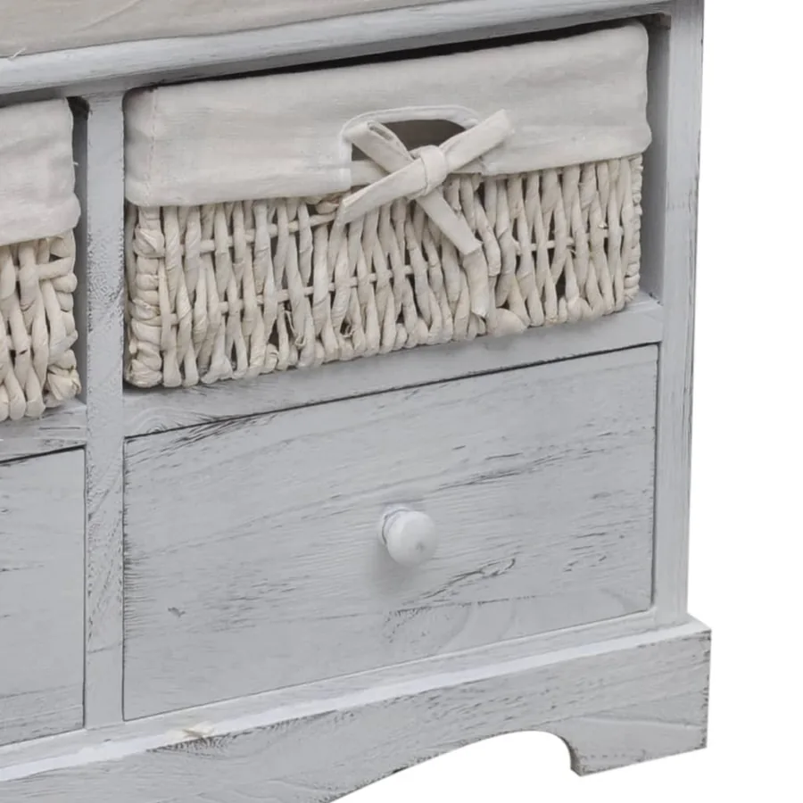 Banc de rangement Blanc 62x33x42 cm Bois de paulownia - 3