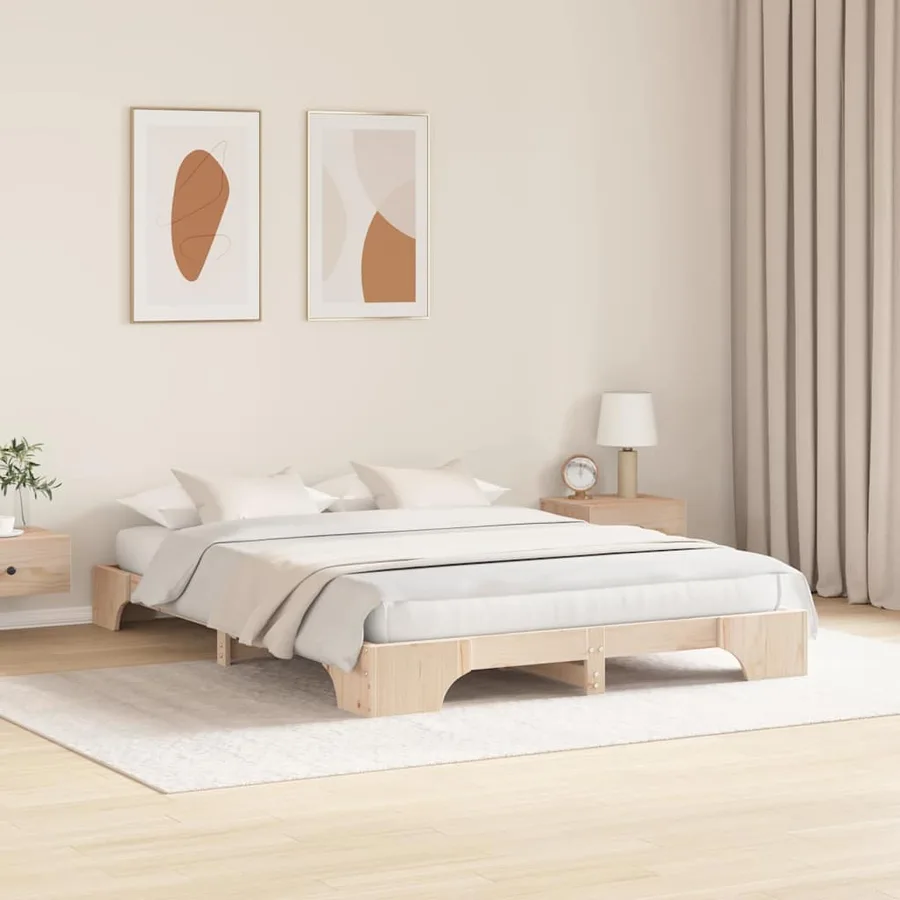 Cadre de lit Naturel 140 x 200 cm Pin massif - 3