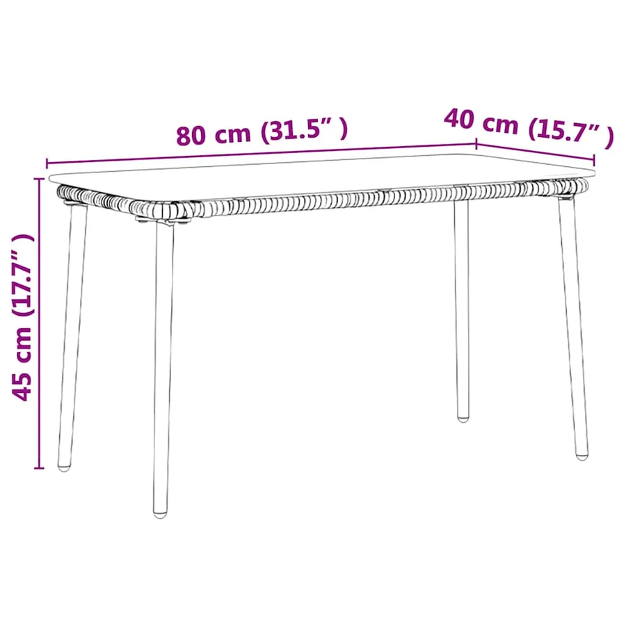 Table de Jardin Noir 80 x 40 x 45 cm polyrotin - 8