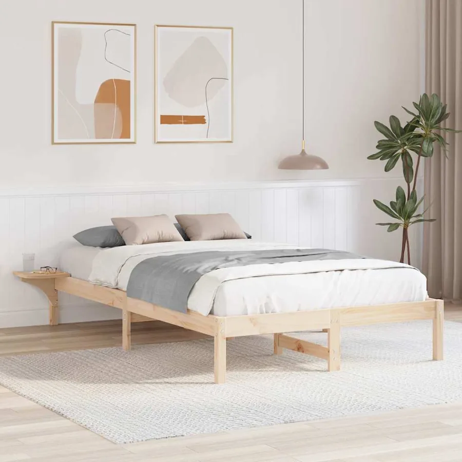 Cadre de lit Naturel 135 x 190 cm Pin massif