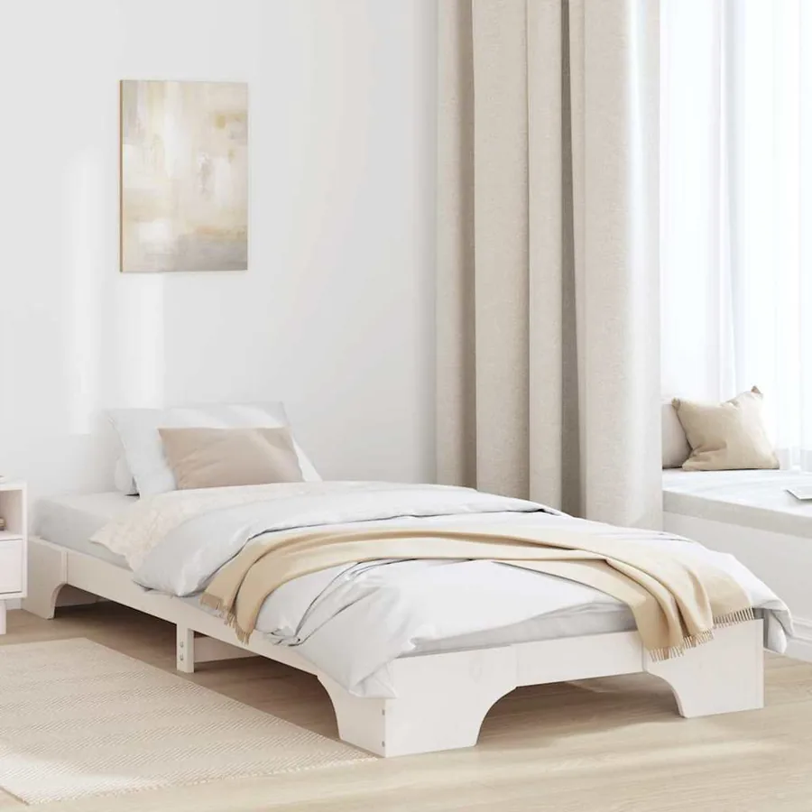 Cadre de lit Blanc 75 x 190 cm Pin massif