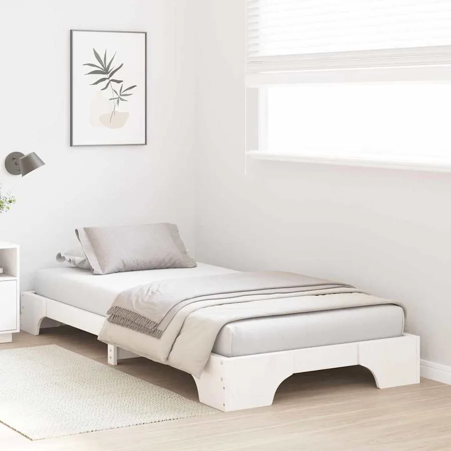 Cadre de lit Blanc 75 x 190 cm Pin massif - 3