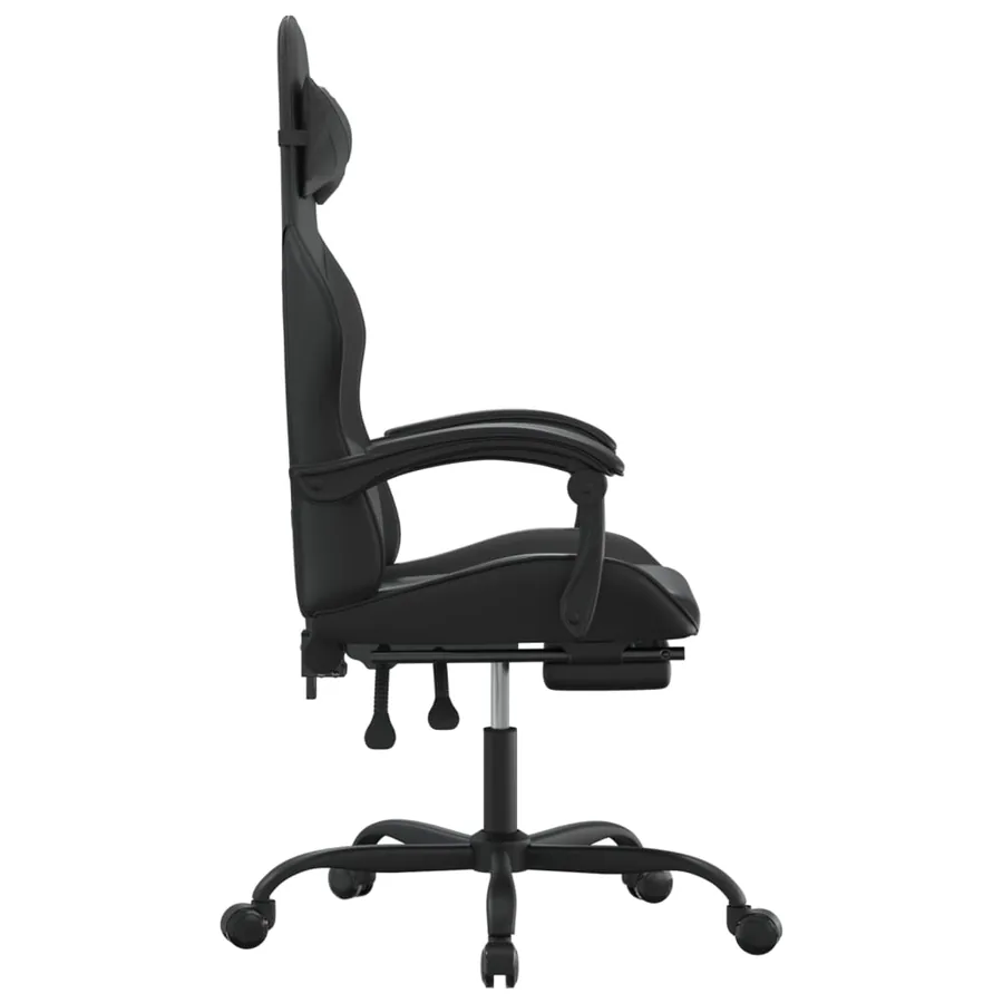 Chaise de jeu pivotante avec repose-pied Noir Similicuir - 4