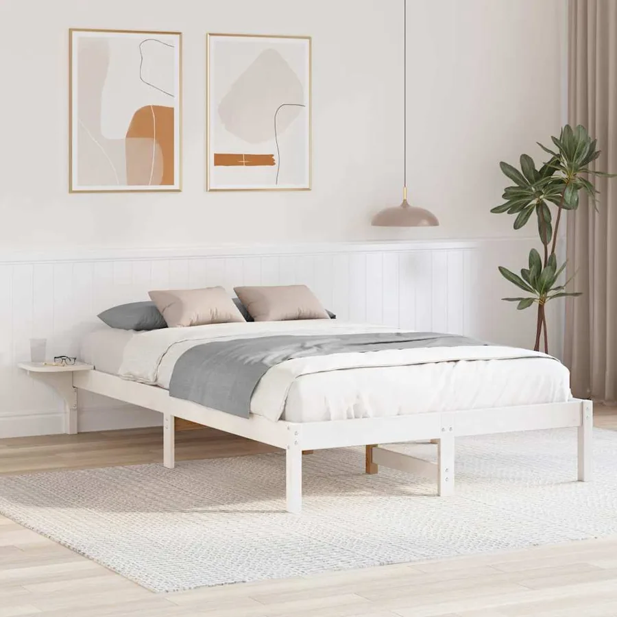 Cadre de lit Blanc 140 x 190 cm Pin massif