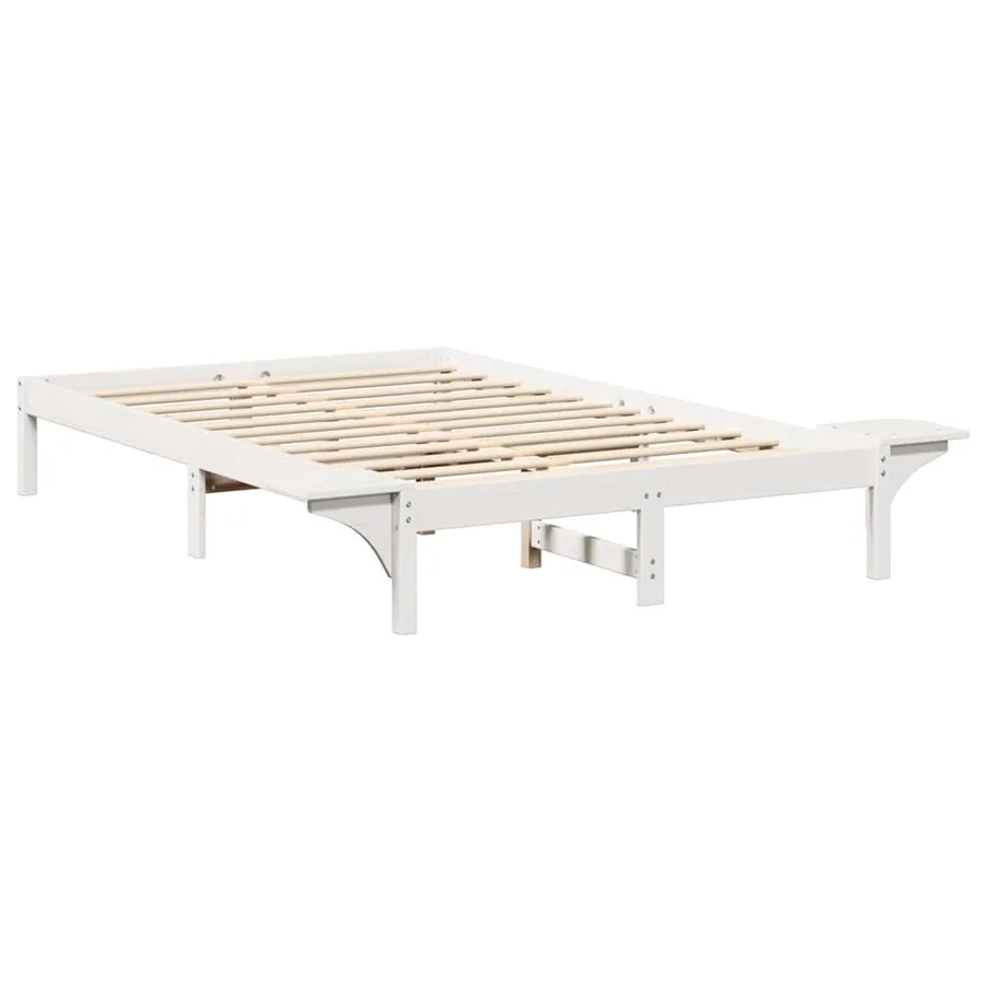 Cadre de lit Blanc 140 x 190 cm Pin massif - 7