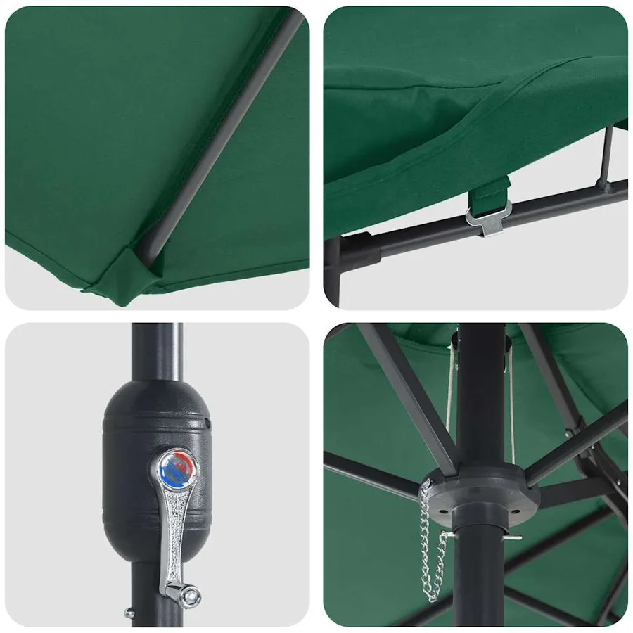 Parasol de jardin Vert 385 x 209 x 244 cm Polyester et Acier - 7
