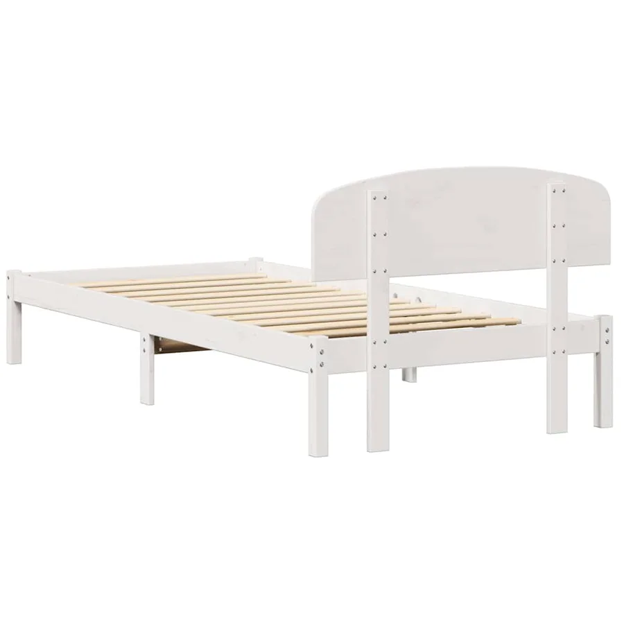 Cadre de lit avec tête de lit Blanc 90 x 200 cm Pin massif - 7
