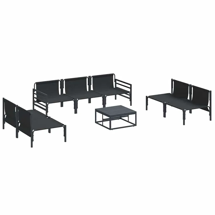 Ensemble de canapé de jardin avec coussin 8 pcs Noir Acier - 6