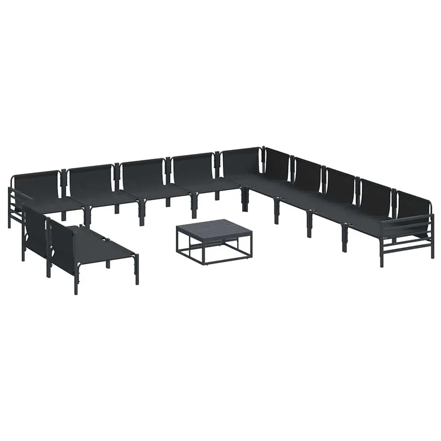 Ensemble de canapé de jardin avec coussin 12 pcs Noir Acier - 7