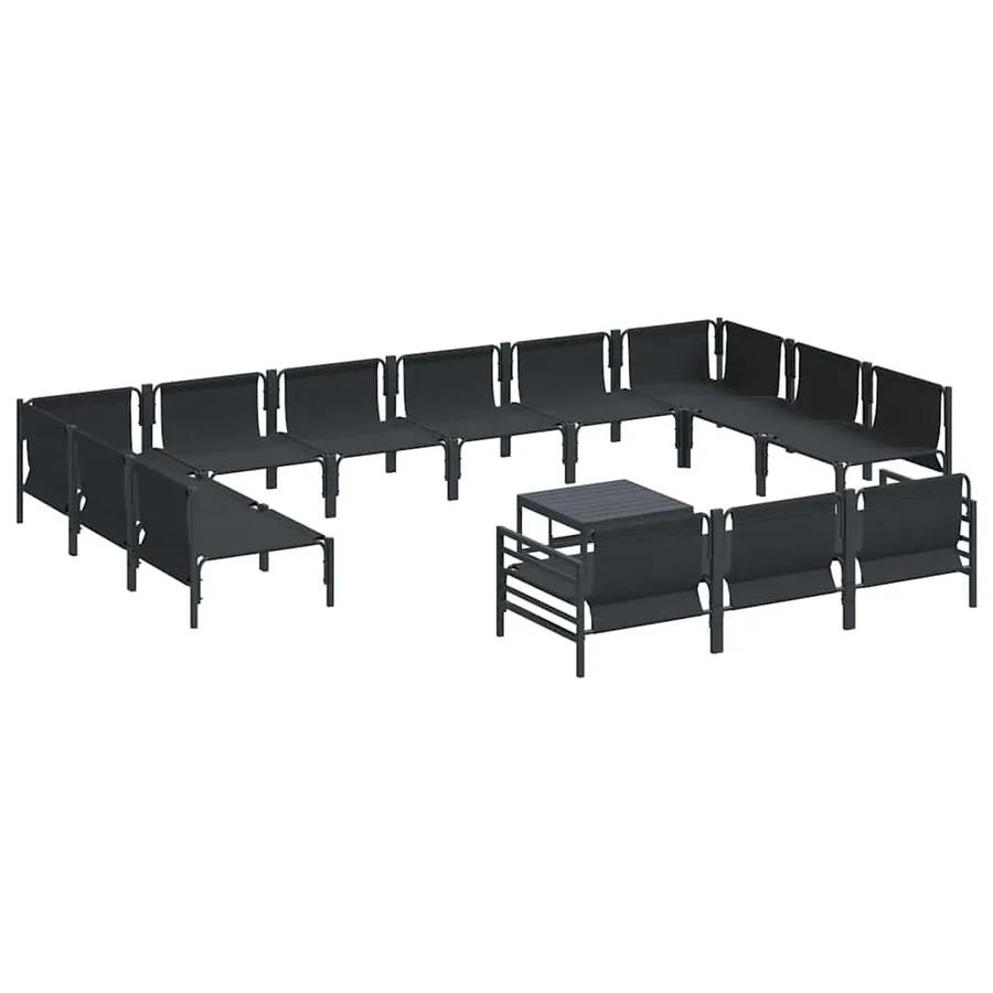 Ensemble de canapé de jardin avec coussin 14 pcs Noir Acier - 6