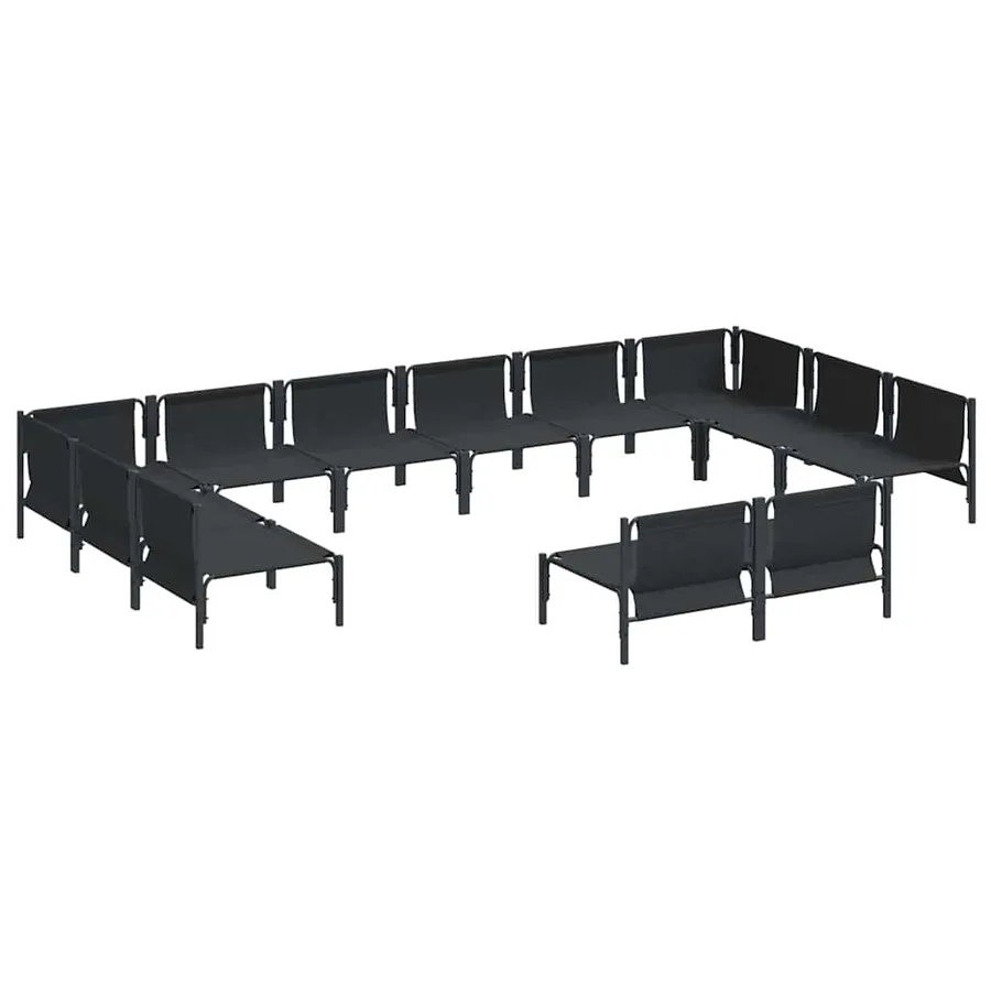 Ensemble de canapé de jardin avec coussin 12 pcs Noir Acier - 5