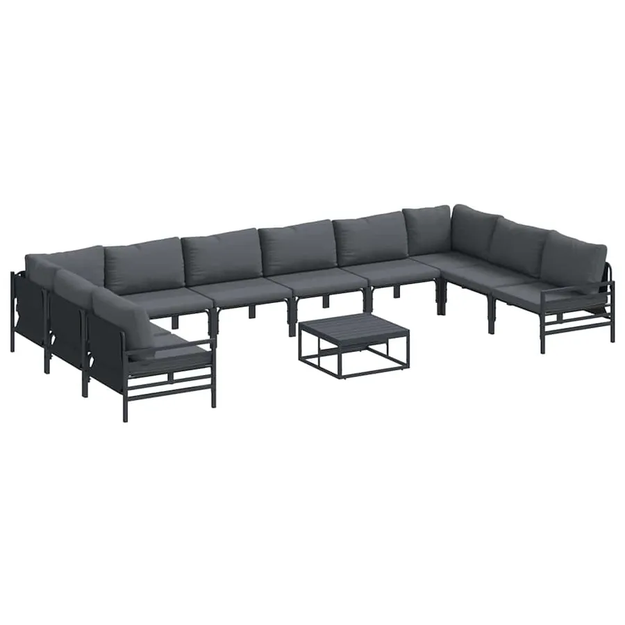 Ensemble de canapé de jardin avec coussin 11 pcs Noir Acier - 2