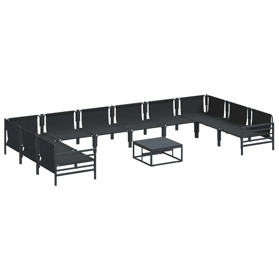 Ensemble de canapé de jardin avec coussin 11 pcs Noir Acier - 6