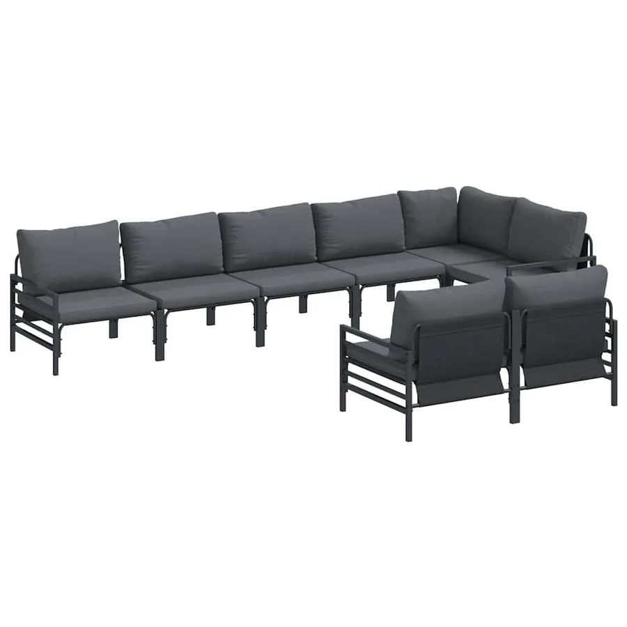 Ensemble de canapé de jardin avec coussin 8 pcs Noir Acier - 2