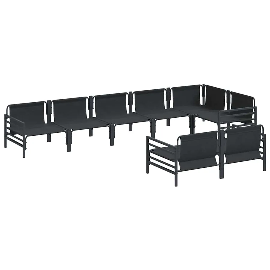 Ensemble de canapé de jardin avec coussin 8 pcs Noir Acier - 6