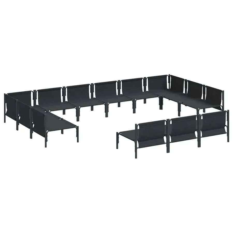 Ensemble de canapé de jardin avec coussin 13 pcs Noir Acier - 5