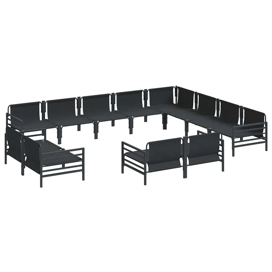 Ensemble de canapé de jardin avec coussin 12 pcs Noir Acier - 6