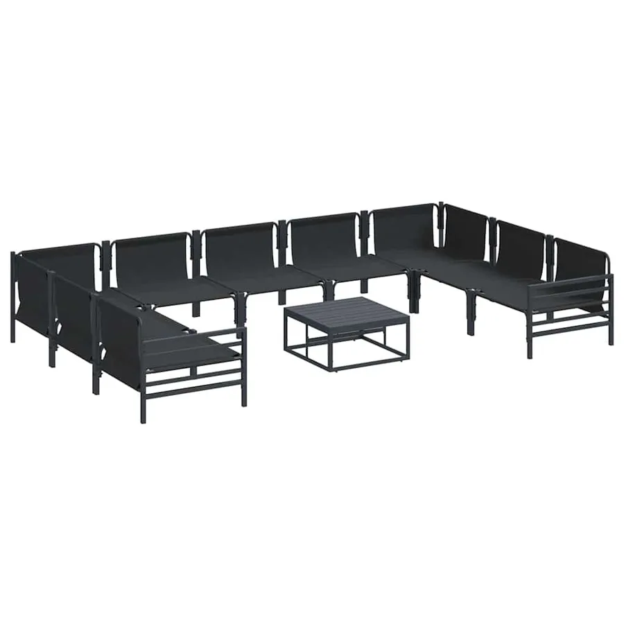 Ensemble de canapé de jardin avec coussin 10 pcs Noir Acier - 6
