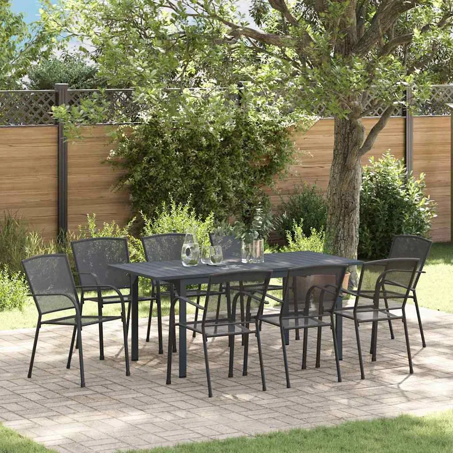 Ensemble de salle à manger pour jardin 9 pcs Anthracite