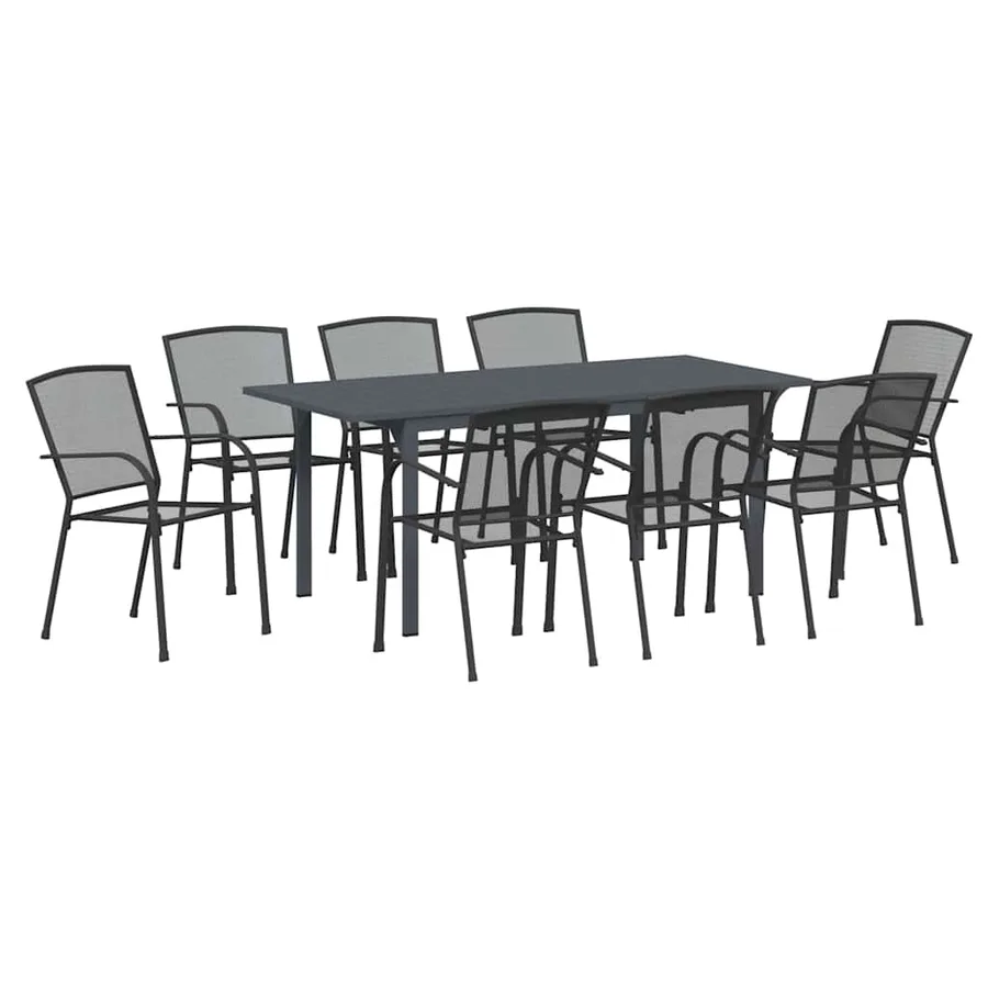 Ensemble de salle à manger pour jardin 9 pcs Anthracite - 2