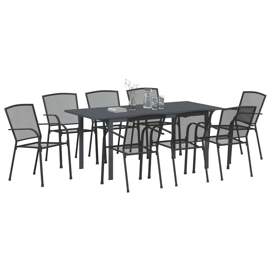 Ensemble de salle à manger pour jardin 9 pcs Anthracite - 3