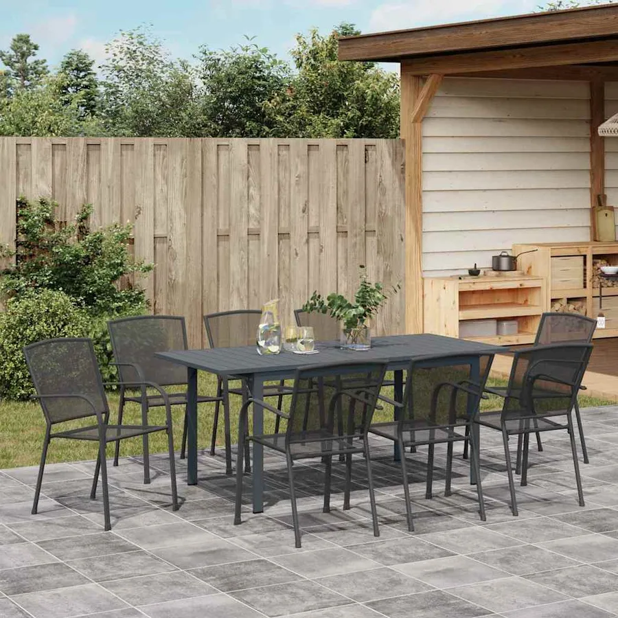 Ensemble de salle à manger pour jardin 9 pcs Anthracite - 4