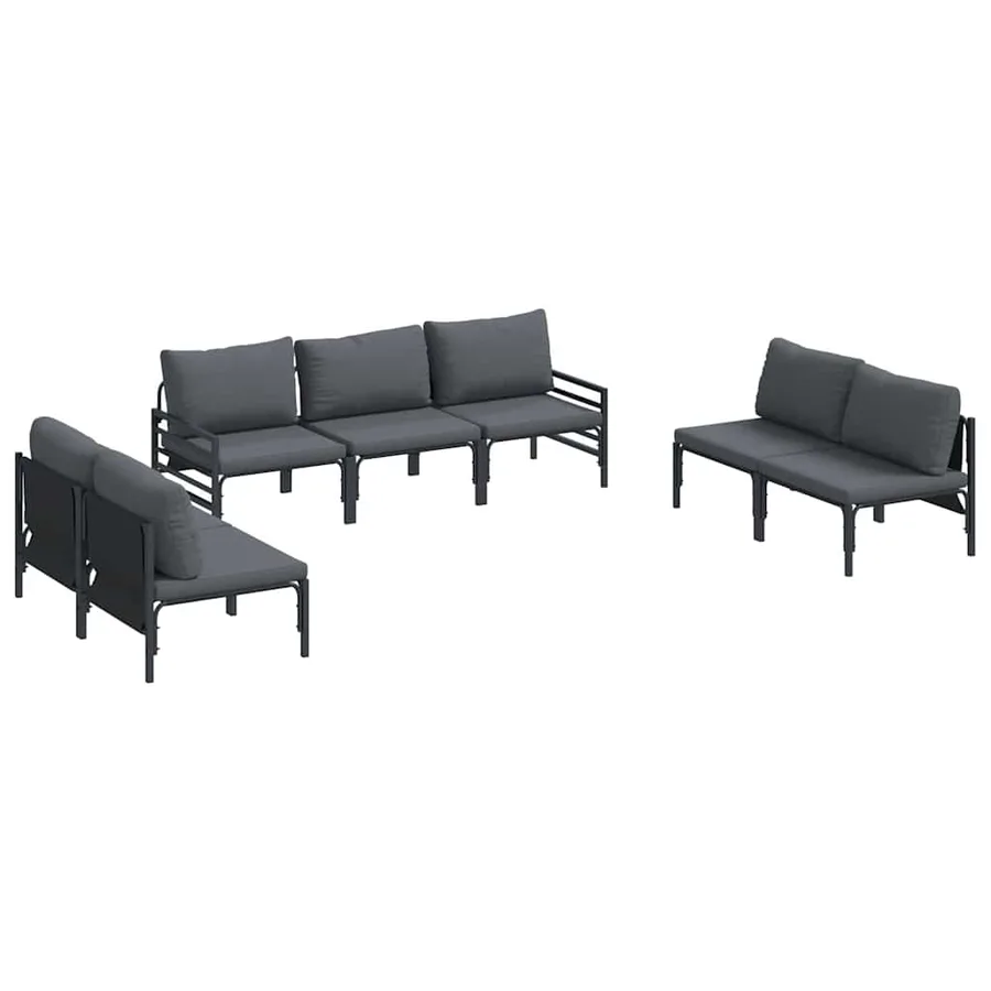 Ensemble de canapé de jardin avec coussin 7 pcs Noir Acier - 2