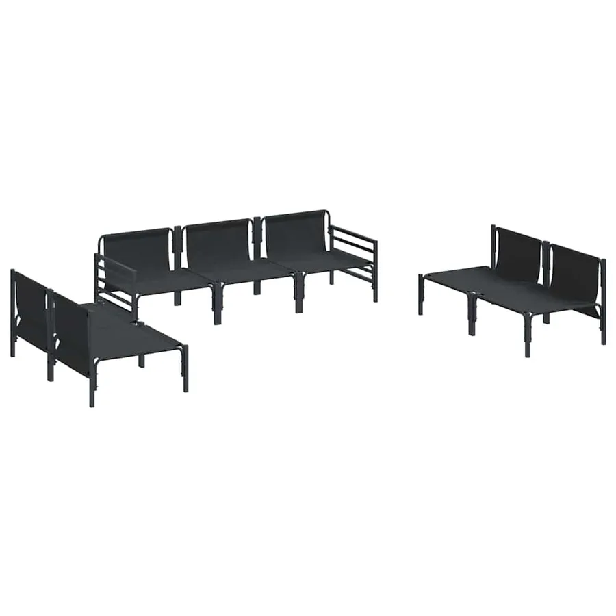 Ensemble de canapé de jardin avec coussin 7 pcs Noir Acier - 5