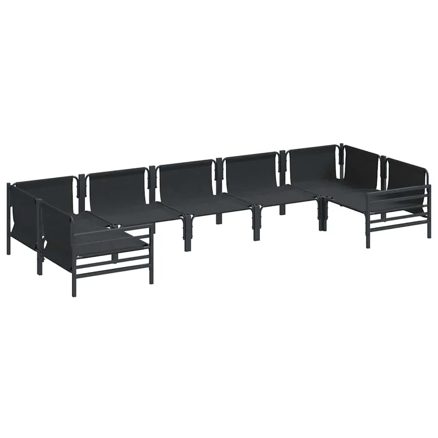 Ensemble de canapé de jardin avec coussin 7 pcs Noir Acier - 5