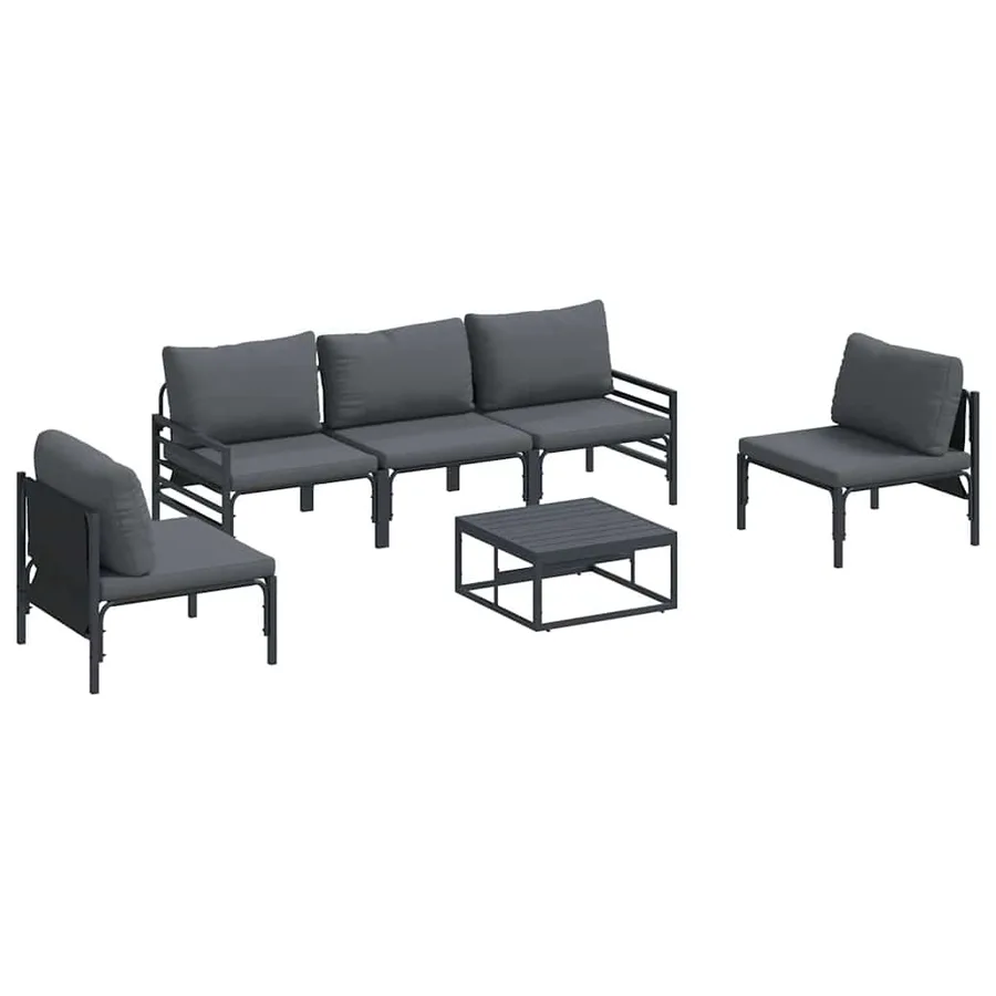 Ensemble de canapé de jardin avec coussin 6 pcs Noir Acier - 2
