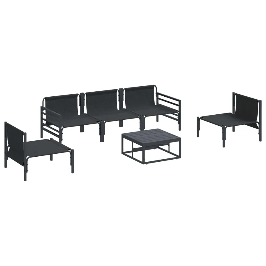 Ensemble de canapé de jardin avec coussin 6 pcs Noir Acier - 6