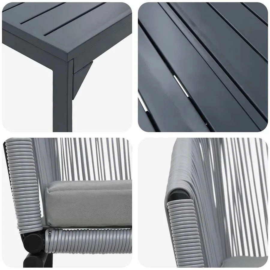 Ensemble de salle à manger pour jardin 7 pcs Gris polyrotin - 9