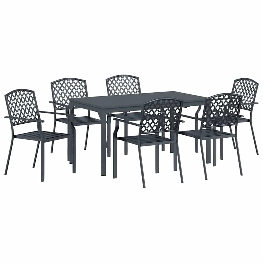 Ensemble de salle à manger pour jardin 7 pcs Anthracite - 2