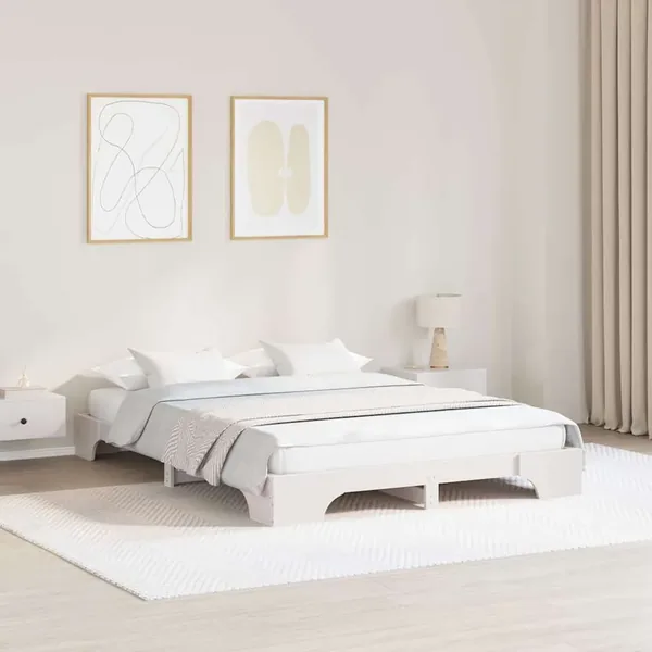 Cadre de lit Blanc 160 x 200 cm Pin massif