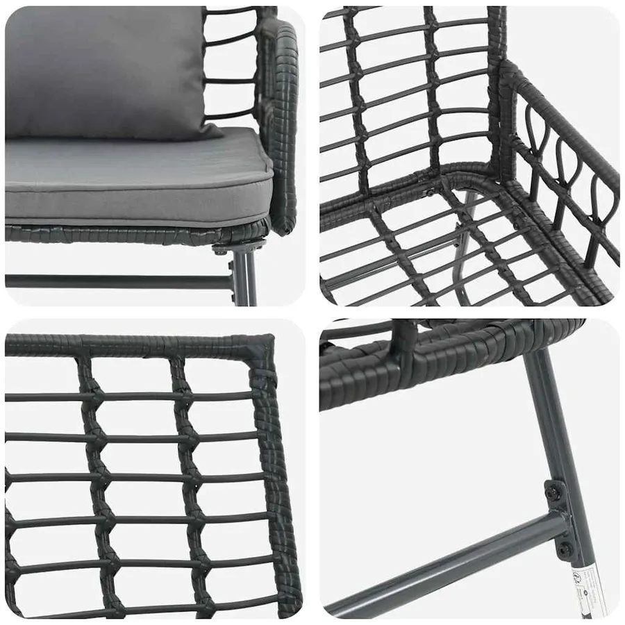 Banc de jardin Noir et anthracite polyrotin - 8