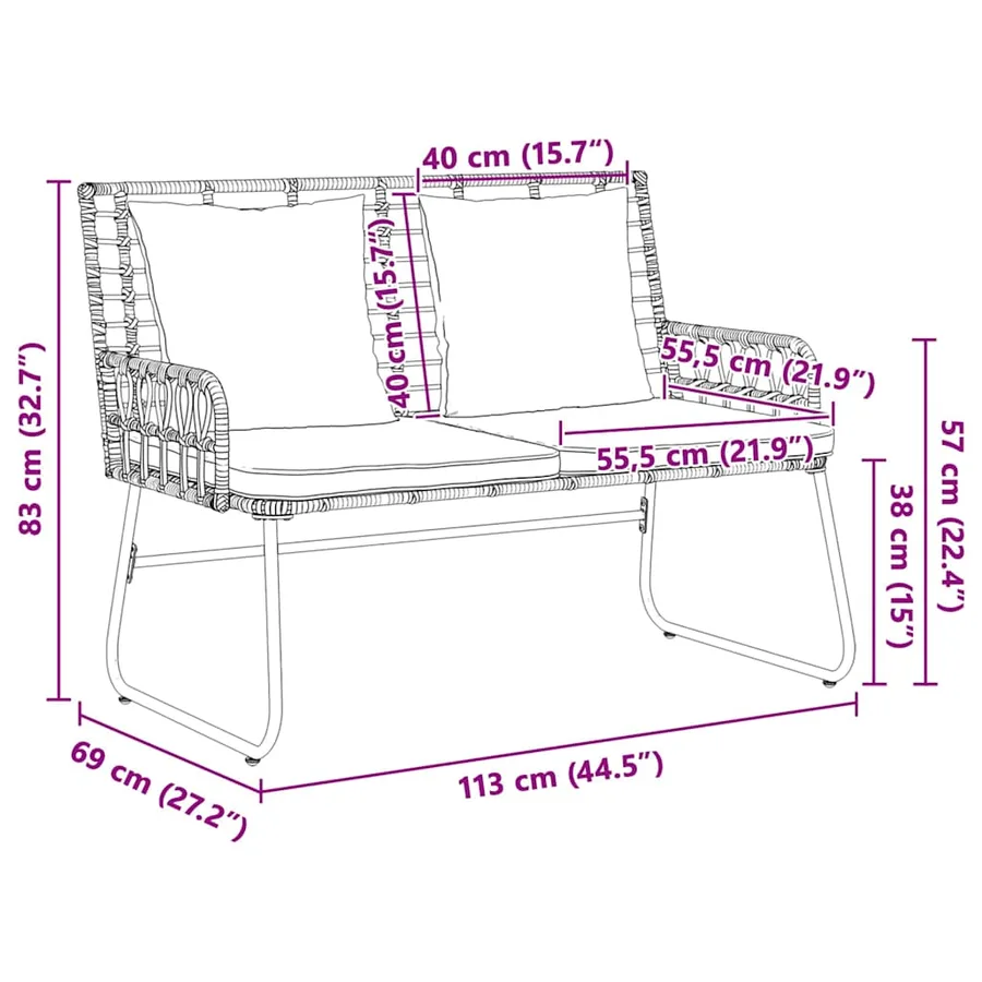 Banc de jardin Noir et anthracite polyrotin - 9
