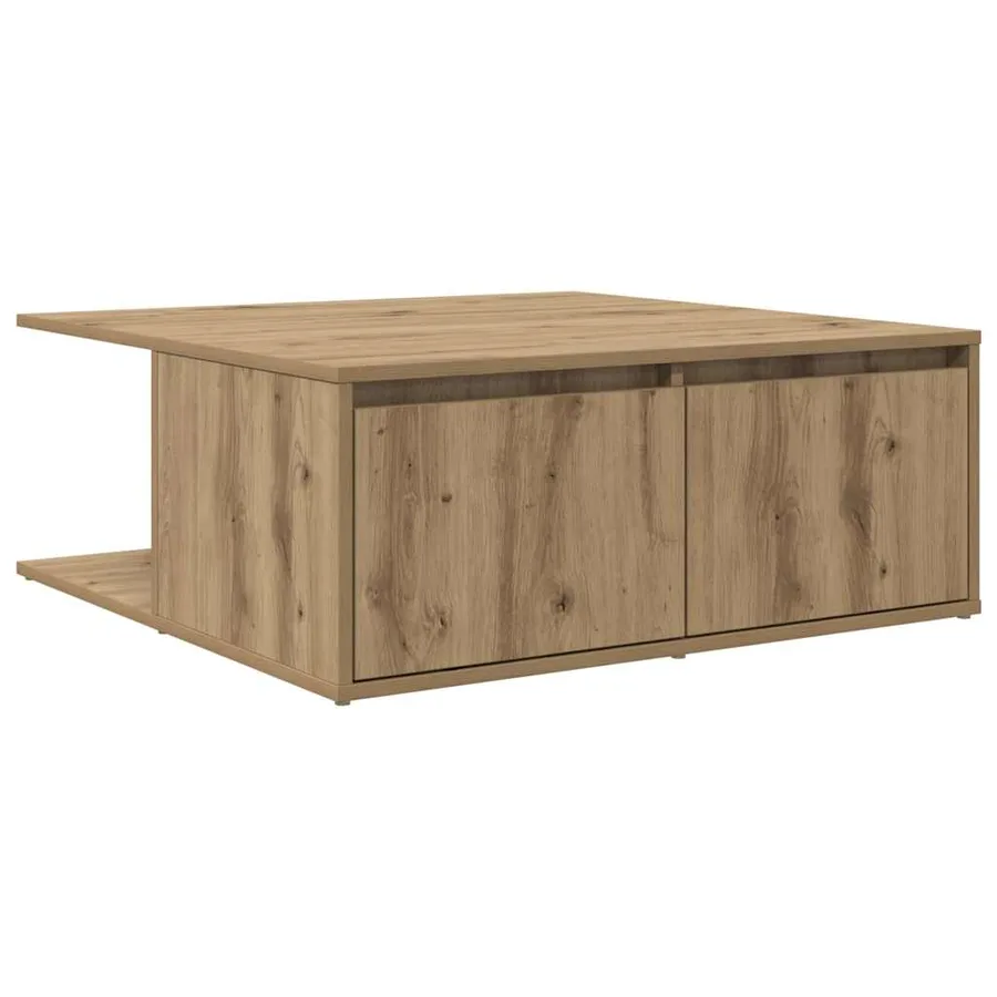 Table basse chêne artisanal 80 x 80 x 31 cm Bois d'ingénierie - 2
