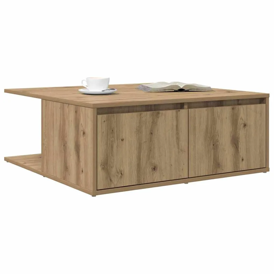Table basse chêne artisanal 80 x 80 x 31 cm Bois d'ingénierie - 3