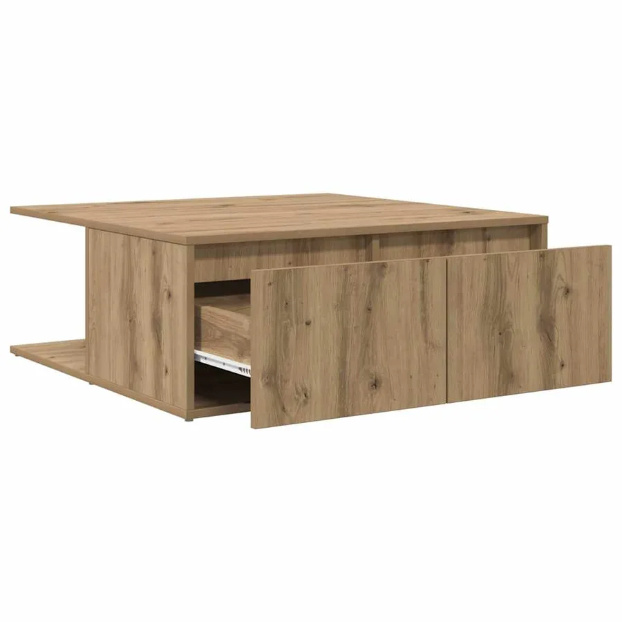 Table basse chêne artisanal 80 x 80 x 31 cm Bois d'ingénierie - 5