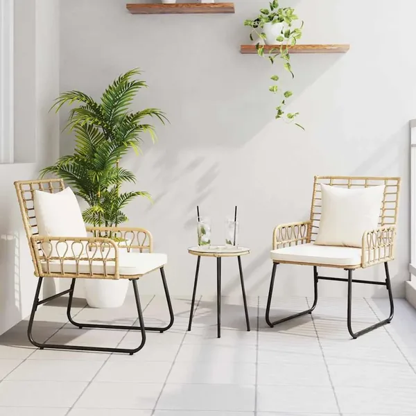 Ensemble de salle à manger pour jardin 3 pcs Marron et Crème